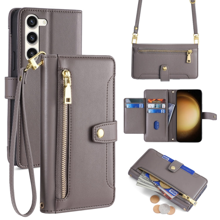 Custodia portafoglio in pelle con cerniera per Samsung Galaxy S23