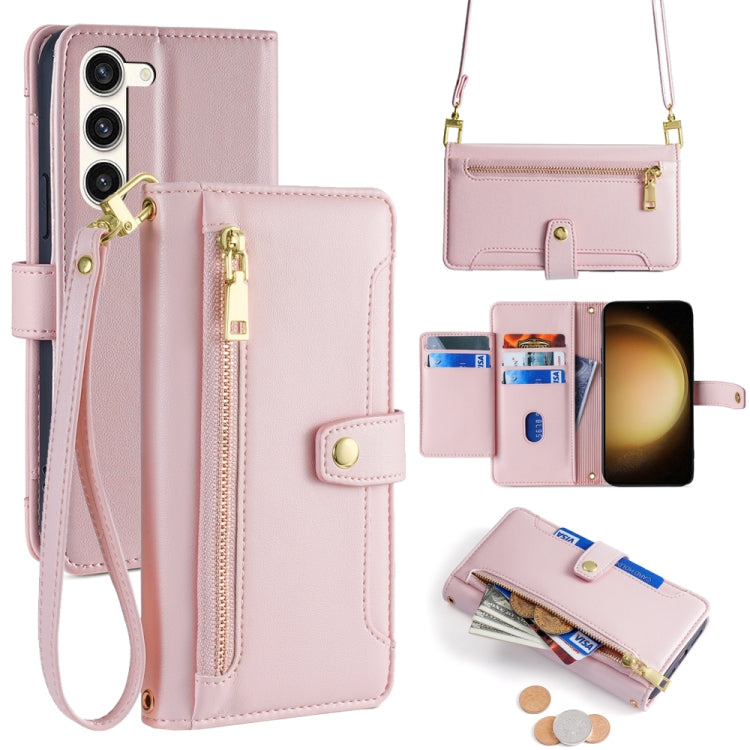 Custodia portafoglio in pelle con cerniera per Samsung Galaxy S23