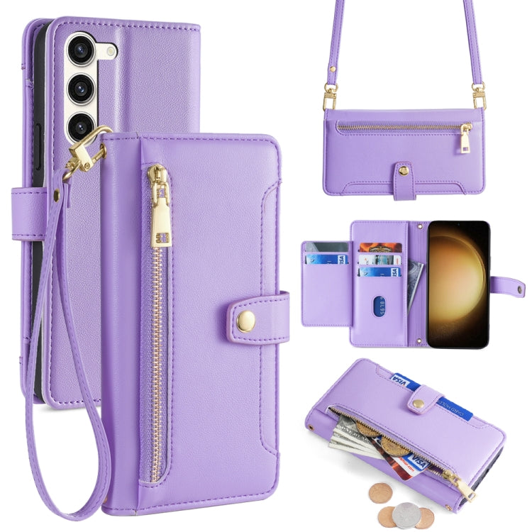 Custodia portafoglio in pelle con cerniera per Samsung Galaxy S23