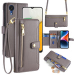 Custodia portafoglio in pelle con cerniera per Samsung Galaxy