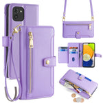Custodia portafoglio in pelle con cerniera per Samsung Galaxy