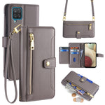 Custodia portafoglio in pelle con cerniera per Samsung Galaxy S21