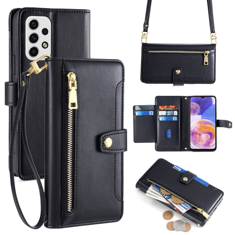Custodia portafoglio in pelle con cerniera per smartphone