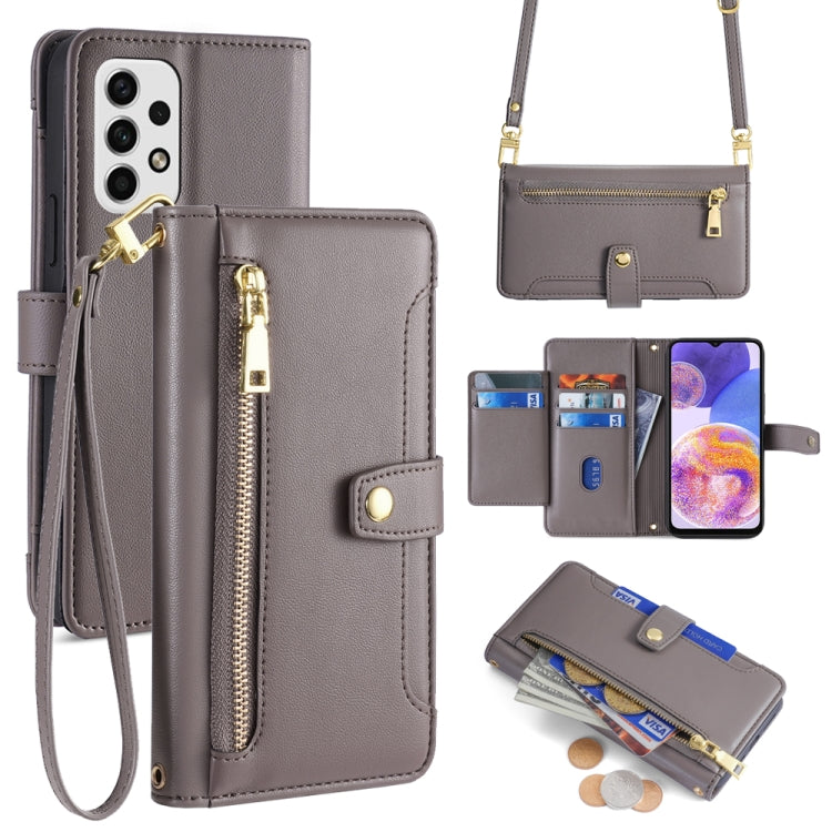 Custodia portafoglio in pelle con cerniera per smartphone