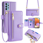 Custodia portafoglio in pelle con cerniera per Samsung Galaxy S21