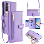 Custodia portafoglio in pelle con cerniera per Samsung Galaxy S23