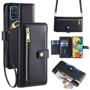 Custodia portafoglio in pelle con cerniera per Samsung Galaxy A51