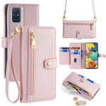 Custodia portafoglio in pelle con cerniera per Samsung Galaxy A51