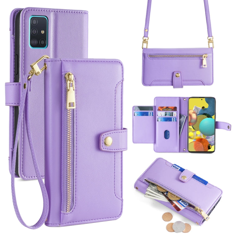 Custodia portafoglio in pelle con cerniera per Samsung Galaxy A51