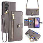 Custodia portafoglio in pelle con cerniera per Samsung Galaxy S23