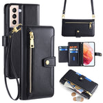 Custodia portafoglio in pelle con cerniera per Samsung Galaxy S21