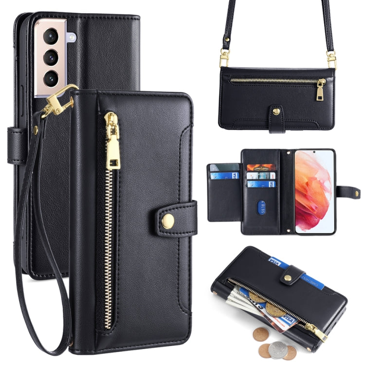 Custodia portafoglio in pelle con cerniera per Samsung Galaxy S21