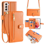 Custodia portafoglio in pelle con cerniera per Samsung Galaxy S21