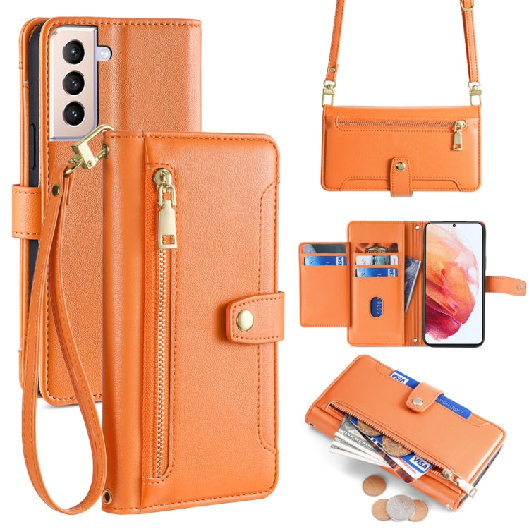Custodia portafoglio in pelle con cerniera per Samsung Galaxy S21