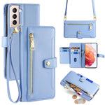 Custodia portafoglio in pelle con cerniera per Samsung Galaxy S21