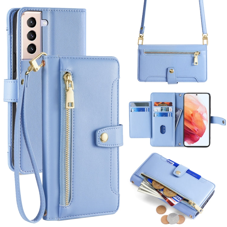 Custodia portafoglio in pelle con cerniera per Samsung Galaxy S21