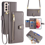Custodia portafoglio in pelle con cerniera per Samsung Galaxy S21