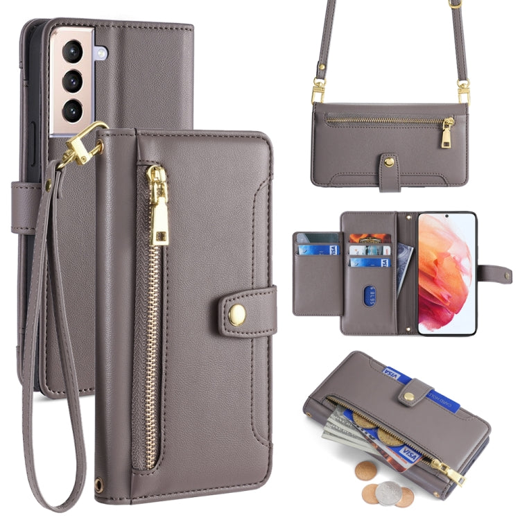 Custodia portafoglio in pelle con cerniera per Samsung Galaxy S21
