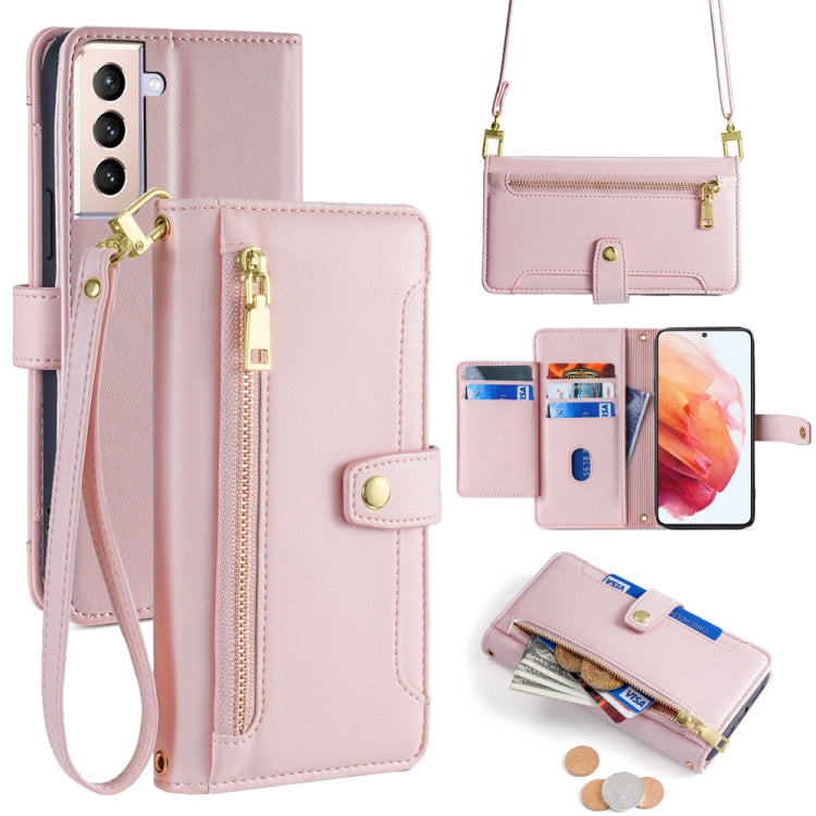 Custodia portafoglio in pelle con cerniera per Samsung Galaxy S21