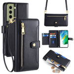Custodia portafoglio in pelle con cerniera per Samsung Galaxy S21