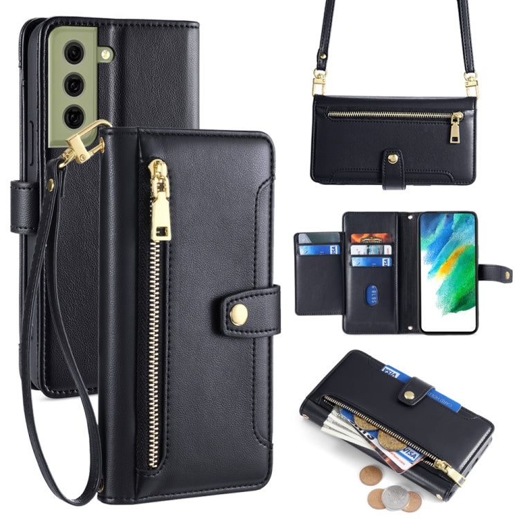 Custodia portafoglio in pelle con cerniera per Samsung Galaxy S21