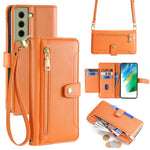 Custodia portafoglio in pelle con cerniera per Samsung Galaxy S21