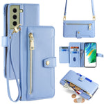 Custodia portafoglio in pelle con cerniera per Samsung Galaxy S21