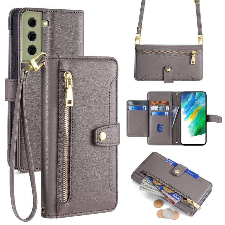 Custodia portafoglio in pelle con cerniera per Samsung Galaxy S21