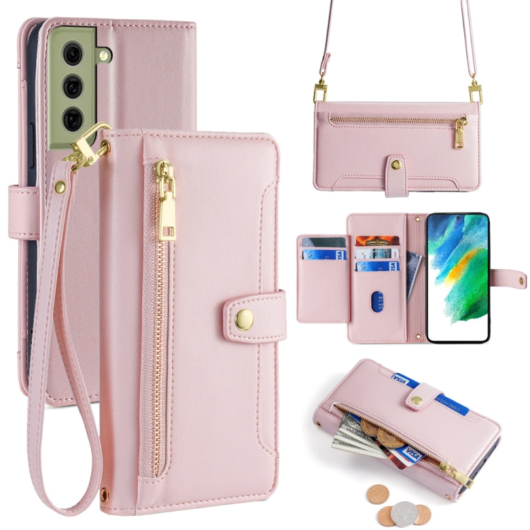 Custodia portafoglio in pelle con cerniera per Samsung Galaxy S21