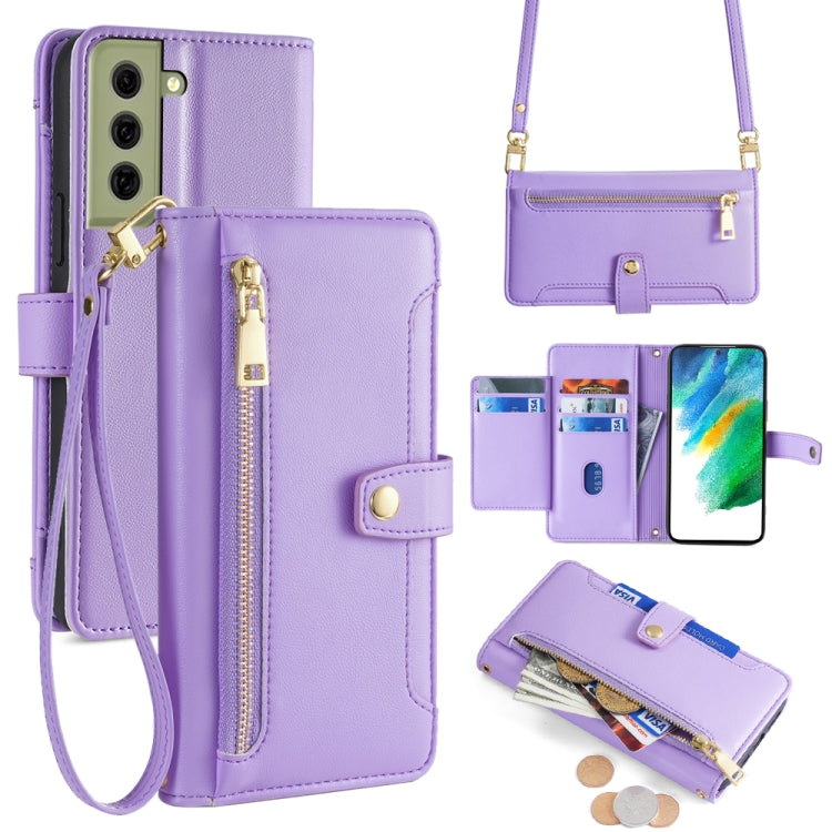 Custodia portafoglio in pelle con cerniera per Samsung Galaxy S21