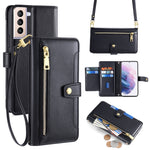 Custodia portafoglio in pelle con cerniera per Samsung Galaxy S21