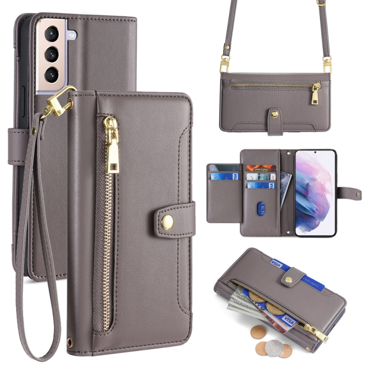 Custodia portafoglio in pelle con cerniera per Samsung Galaxy S21