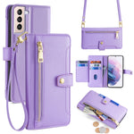 Custodia portafoglio in pelle con cerniera per Samsung Galaxy S21
