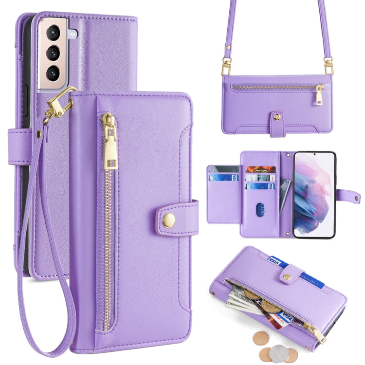 Custodia portafoglio in pelle con cerniera per Samsung Galaxy S21