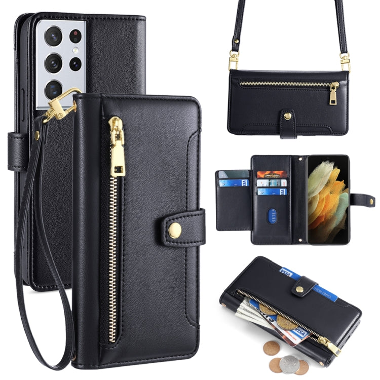 Custodia portafoglio in pelle con cerniera per Samsung Galaxy S21