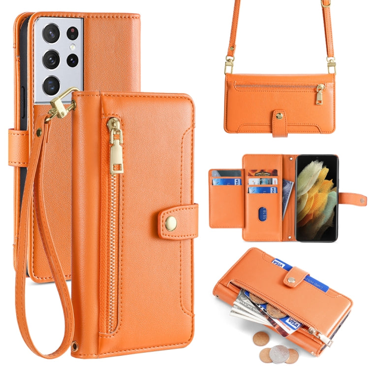 Custodia portafoglio in pelle con cerniera per Samsung Galaxy S21