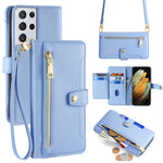 Custodia portafoglio in pelle con cerniera per Samsung Galaxy S21