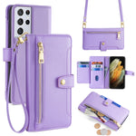 Custodia portafoglio in pelle con cerniera per Samsung Galaxy S21