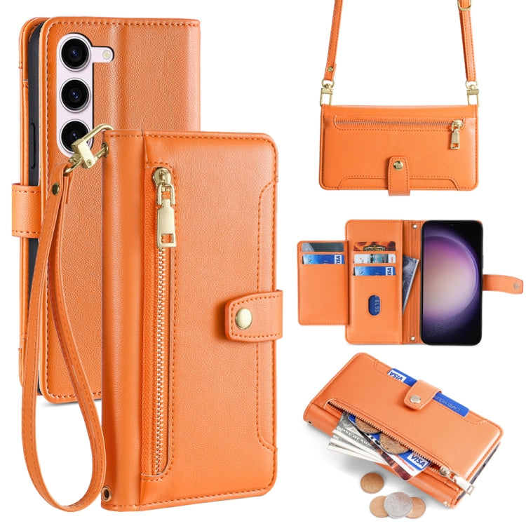 Custodia portafoglio in pelle con cerniera per Samsung Galaxy S23