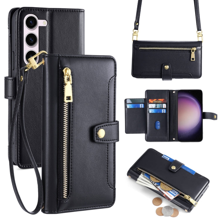 Custodia portafoglio in pelle con cerniera per Samsung Galaxy S24