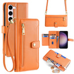 Custodia portafoglio in pelle con cerniera per Samsung Galaxy S24