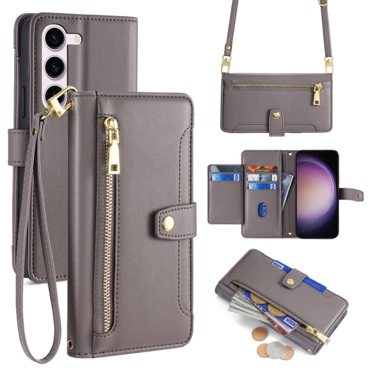 Custodia portafoglio in pelle con cerniera per Samsung Galaxy S24