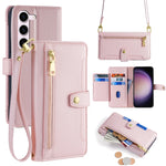 Custodia portafoglio in pelle con cerniera per Samsung Galaxy S24