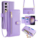 Custodia portafoglio in pelle con cerniera per Samsung Galaxy S24