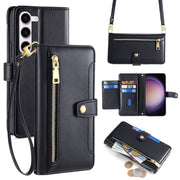 Custodia portafoglio in pelle con cerniera per Samsung Galaxy S24