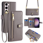 Custodia portafoglio in pelle con cerniera per Samsung Galaxy S24
