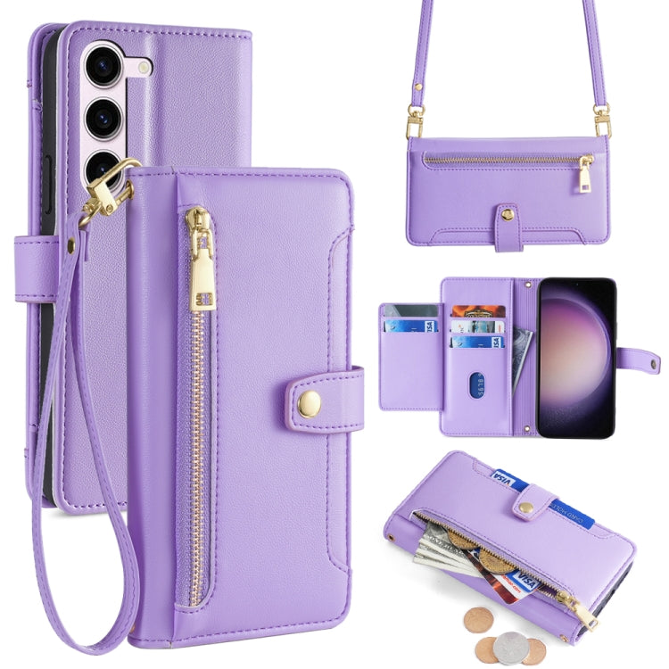 Custodia portafoglio in pelle con cerniera per Samsung Galaxy S24