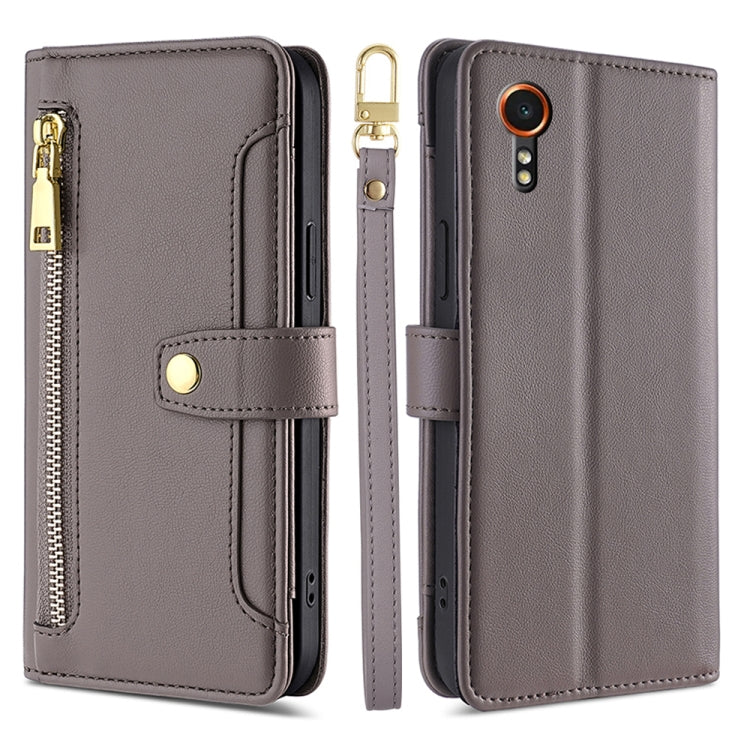 Custodia portafoglio in pelle con cerniera per Samsung Galaxy