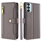 Custodia portafoglio in pelle con cerniera per Samsung Galaxy