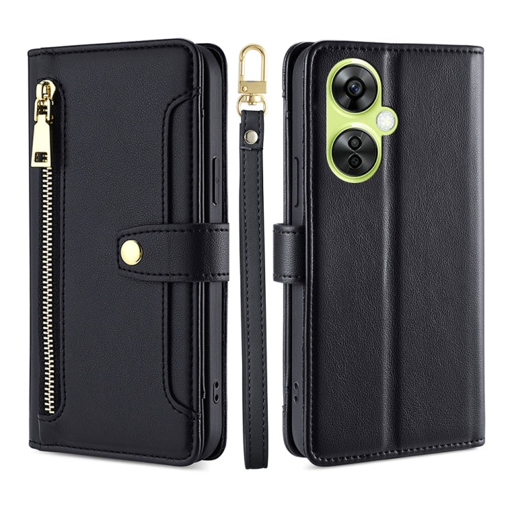 Custodia per telefono in pelle con portafoglio con cerniera a tracolla Lite Sheep Texture, For OnePlus Nord CE3 5G, For OnePlus Nord CE 3 Lite 5G